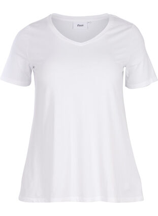 Zizzi T-shirt basique en coton de couleur unie, Bright White, Packshot image number 0