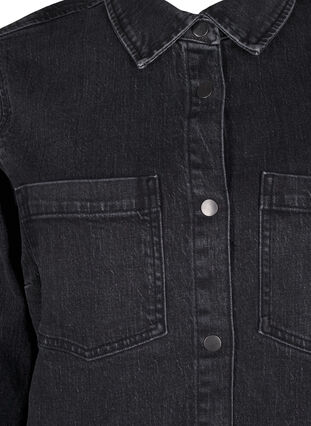 Zizzi Chemise en denim à boutons et poches poitrine, Dark Grey Denim, Packshot image number 2