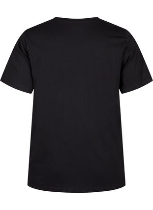 Zizzi T-shirt en coton biologique avec nœud, Black, Packshot image number 1