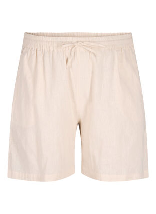 Zizzi Short ample en mélange de coton avec du lin, Sandshell, Packshot image number 0