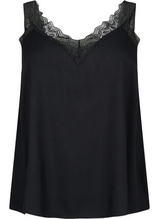 Zizzi Top avec dentelle en viscose, Black, Packshot image number 0