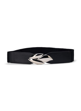 Zizzi Ceinture élastique avec boucle argentée, Black Silver Buckle, Packshot image number 0