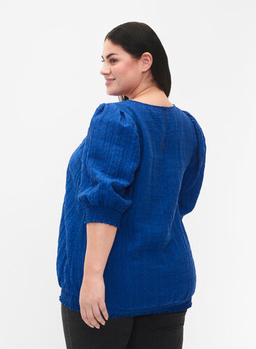 Zizzi Blouse smockée en lyocell (TENCEL™), Strong Blue, Model image number 1