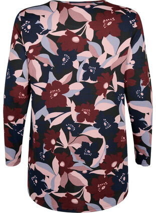 Zizzi Blouse florale à manches longues, Black Rose Flower, Packshot image number 1