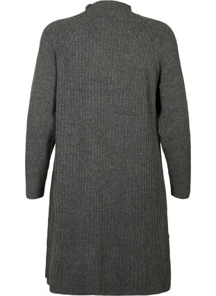 Zizzi Robe en Tricot Côtelé avec Col roulé, Dark Grey Melange, Packshot image number 1