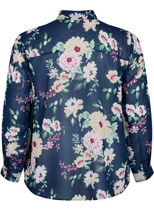 Zizzi FLASH - Chemise à manches longues avec imprimé floral, Navy Flower, Packshot image number 1