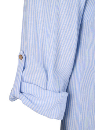 Zizzi Robe rayée en coton et lin, Serenity Wh. Stripe, Packshot image number 3