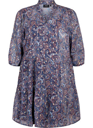 Zizzi Tunique à imprimé paisley et lurex, Blue Paisley AOP, Packshot image number 0