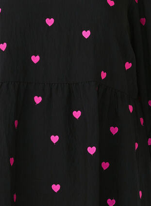 Zizzi Tunique à cœurs et manches 3/4, Black Emb. Heart, Packshot image number 2