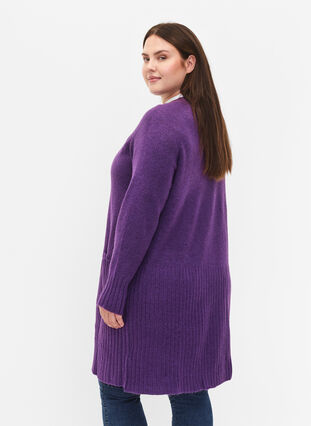 Zizzi Cardigan long en tricot avec des poches, Pansy Mel., Model image number 1