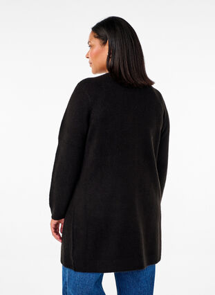 Zizzi Long cardigan tricoté avec poches, Black, Model image number 1