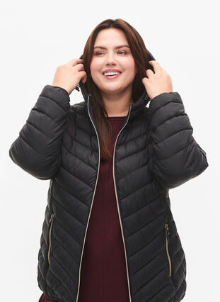 Zizzi Veste légère à capuche, Black, Model image number 2