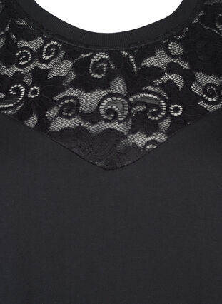 Zizzi Sweatshirt avec ornements en dentelle, Black, Packshot image number 2