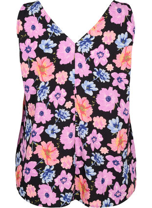 Zizzi Top floral avec col en V, Black Big Flower AOP, Packshot image number 1