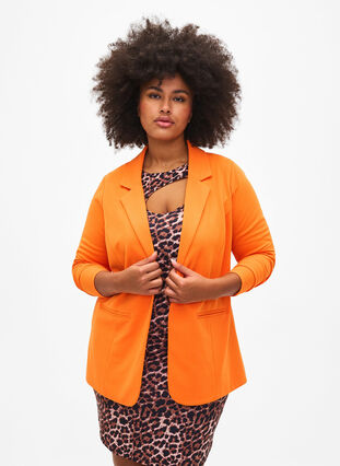 Zizzi Blazer à poches, Vibrant Orange, Model image number 0