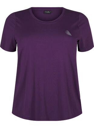 Zizzi T-shirt d'entraînement avec coupe étroite et col rond, Purple Pennant, Packshot image number 0