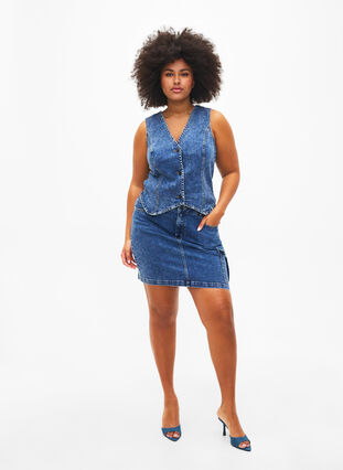 Zizzi Jupe en jean près du corps avec poche cargo, Blue Denim, Model image number 3