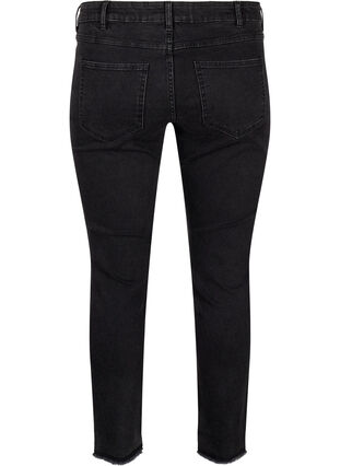 Zizzi  Emily jeans raccourci avec ourlet effiloché, Dark Grey Denim, Packshot image number 1