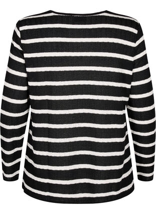 Zizzi Chemisier rayé à manches longues, Black Sand Stripe, Packshot image number 1