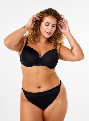 Zizzi String en microfibre avec taille élastique, Black, Model image number 0