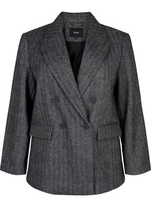 Zizzi Blazer en laine doté de poches, Dark Grey Melange, Packshot image number 0