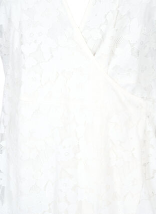 Zizzi Robe cache-cœur avec dentelle et manches courtes, Bright White, Packshot image number 2