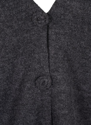 Zizzi Cardigan court en tricot avec boutons en forme de fleurs, Dark Grey Melange, Packshot image number 2