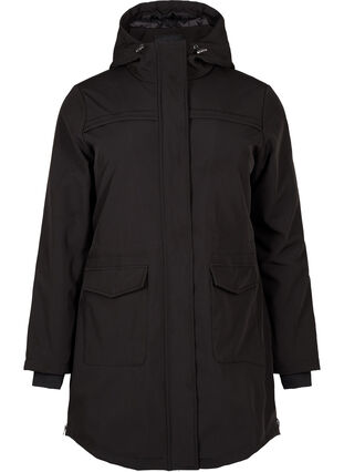 Zizzi Veste softshell résistante à l'eau avec doublure matelassée, Black, Packshot image number 0