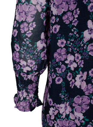 Zizzi Blouse à fleurs à manches longues et col en V, Black Small Fl. AOP, Packshot image number 3