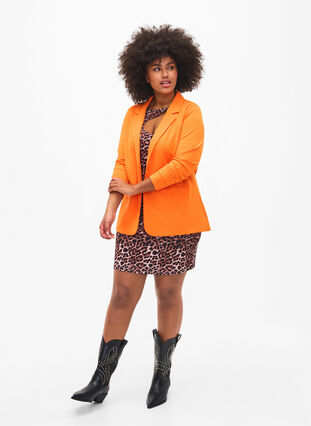 Zizzi Blazer à poches, Vibrant Orange, Model image number 2