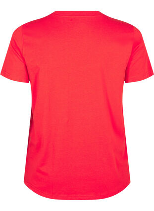 Zizzi T-shirt basique en coton à col rond, Flame Scarlet, Packshot image number 1