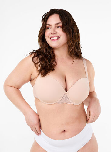 Zizzi Soutien-gorge moulé avec résille, Nude, Model image number 0