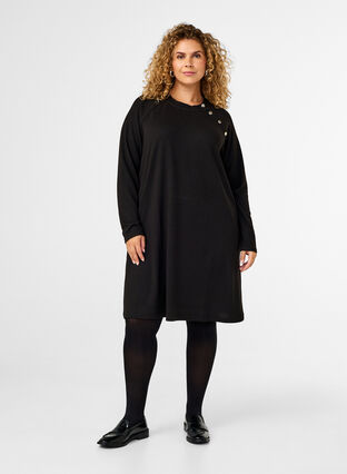 Zizzi Robe en jersey avec boutons, Black, Model image number 2