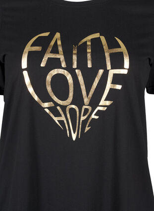 Zizzi FLASH – T-shirt imprimé, Black Gold Faith, Packshot image number 2