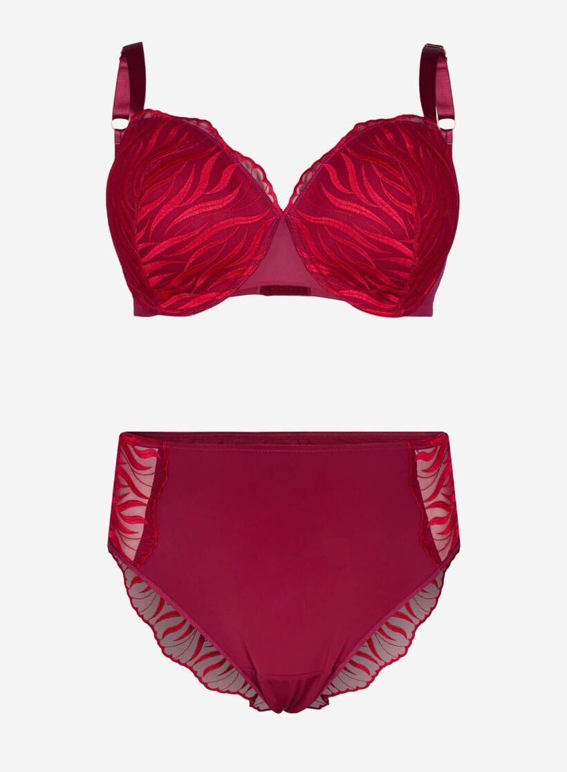 Zizzi Ensemble de sous-vêtements en dentelle rouge, , Model, 1