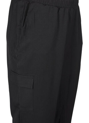 Zizzi Pantalon avec poches cargo et taille élastiquée, Black, Packshot image number 2