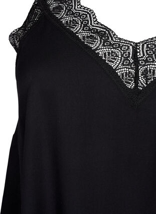 Zizzi Robe à bretelles en viscose ornée de dentelle, Black, Packshot image number 2