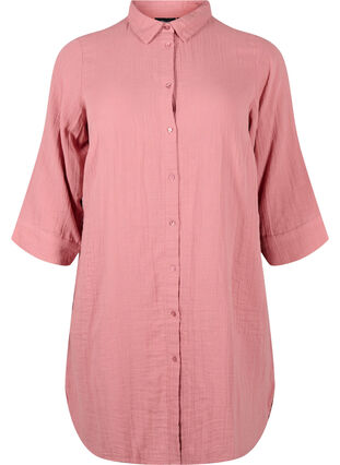 Zizzi Chemise longue en mousseline de coton, Old Rose, Packshot image number 0