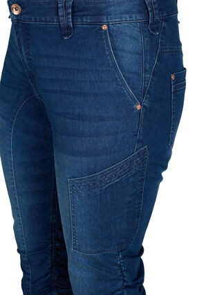 Zizzi Jean capri coupe slim avec poches, Dark blue denim, Packshot image number 2