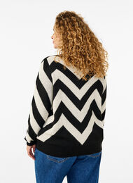 Pull en tricot à col montant avec fermeture éclair, Black Birch Stripe, Model