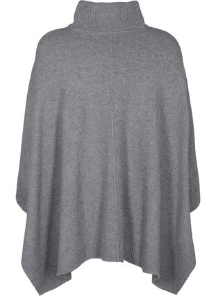 Zizzi Poncho avec col montant, Medium Grey Melange, Packshot image number 1