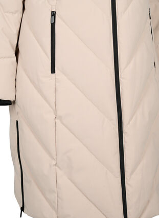 Zizzi Veste longue d’hiver avec capuche et col en fausse fourrure, Simply Taupe, Packshot image number 3