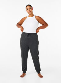 Pantalon en jersey taille haute, Dark Grey Melange, Model