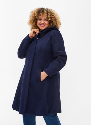 Zizzi Manteau avec capuche et forme en A, Night Sky Mel., Model image number 0