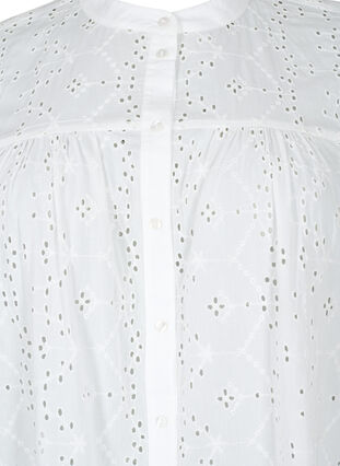 Zizzi Robe chemise en coton à broderie anglaise, Bright White, Packshot image number 2