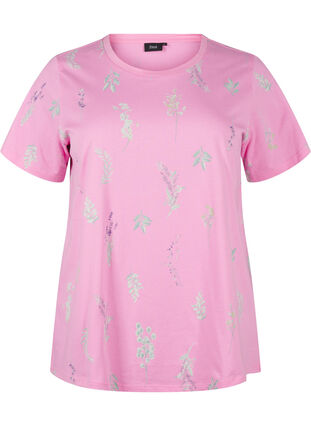 Zizzi T-shirt en coton biologique avec imprimé floral, Rosebloom W. Flower, Packshot image number 0