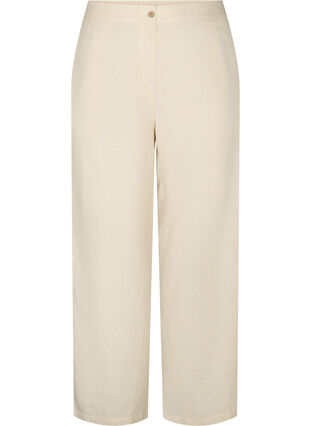 Zizzi Pantalon taille haute en coton et en lin, Whitecap Gray, Packshot image number 0