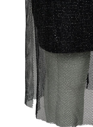 Zizzi Robe filet à manches longues, Black w. Silver, Packshot image number 3