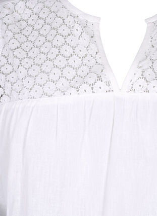 Zizzi Robe en mélange de coton et de lin agrémentée de détails en crochet, Bright White, Packshot image number 2