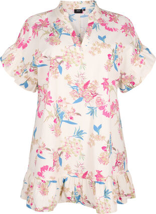 Zizzi Tunique motif floral en coton, Eggnog Flower AOP, Packshot image number 0